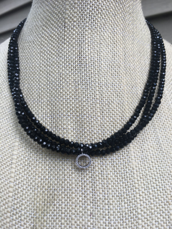 Matte Silver Multi-Ball Choker Necklace on Gunmetal Magnetic Clasp